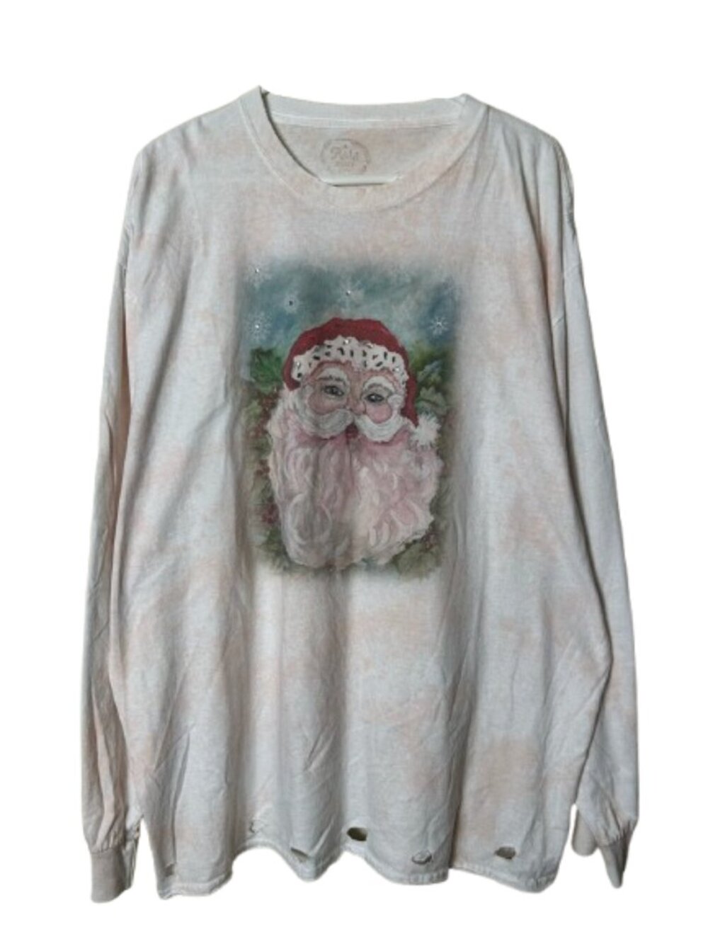 A rare bird vintage santa graphic long sleeve distressed tee womens L/XL